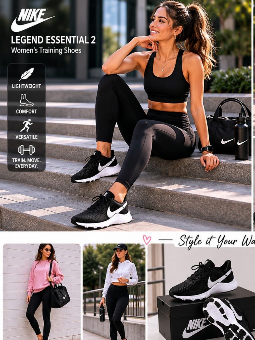(New) Nike Legend Essential 2 Athletic Women's Training Shoes - Picture 2 of 11